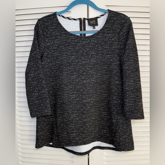 W5 Sweaters - W5 Anthropologie Black Heathered Pullover Sweater Shirt Back Zip Size M USA Made